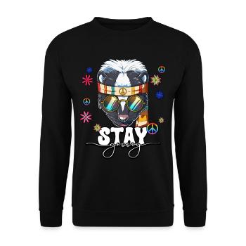 60s 70s Costume Séjour Groovy Hippie - Sweat-shirt Unisexe - noir - Devant - Alina (178cm) & Michal (187cm)