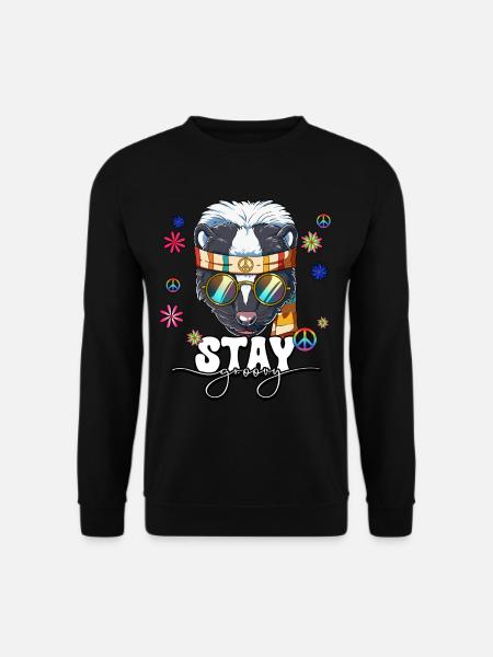 60er 70er Jahre Kostüm Stay Groovy Hippie - Unisex Pullover - Schwarz