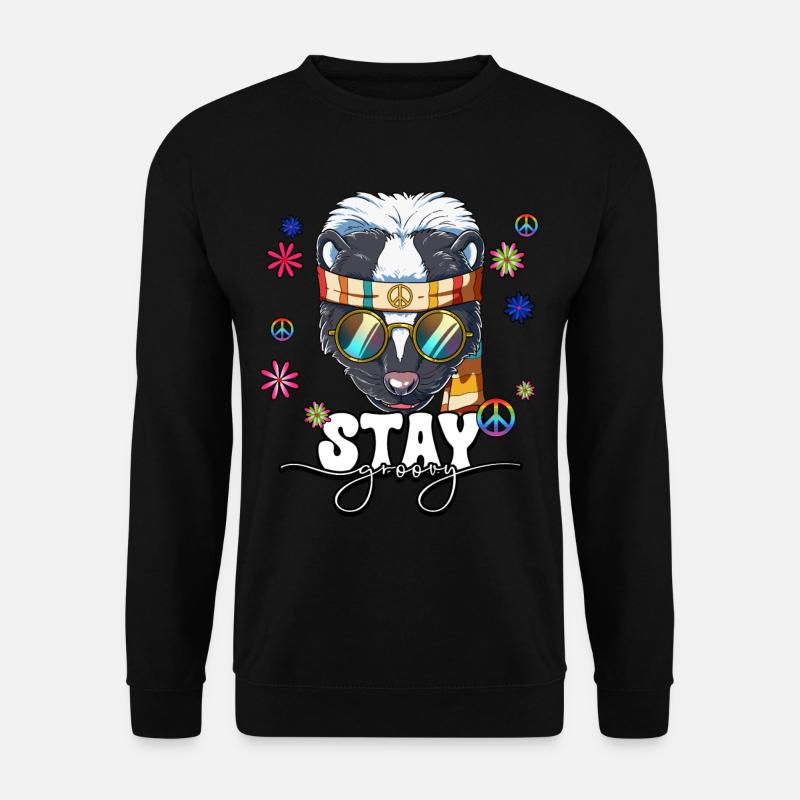 60er 70er Jahre Kostüm Stay Groovy Hippie - Unisex Pullover - Schwarz