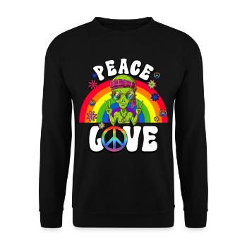60s 70s Costume Peace Love Hippie - Sweat-shirt Unisexe - noir - Devant - Alina (178cm) & Michal (187cm)