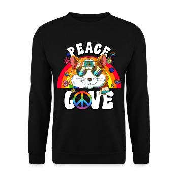 60er 70er Jahre Kostüm Peace Love Hippie - Unisex Pullover - Schwarz - Vorne - Alina (178cm) & Michal (187cm)