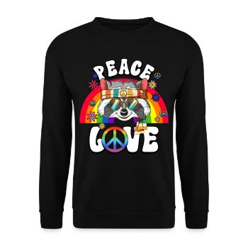60s 70s Costume Peace Love Hippie - Unisex Sweatshirt - black - Front - Alina (178cm) & Michal (187cm)