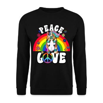 60s 70s Costume Peace Love Hippie - Unisex Sweatshirt - black - Front - Alina (178cm) & Michal (187cm)