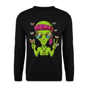 60s 70s Costume Groovy Hippie - Unisex Sweatshirt - black - Front - Alina (178cm) & Michal (187cm)