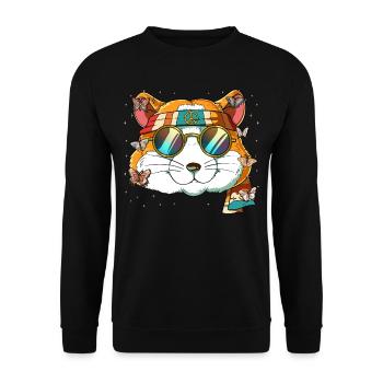 60er 70er Jahre Kostüm Groovy Hippie - Unisex Pullover - Schwarz - Vorne - Alina (178cm) & Michal (187cm)
