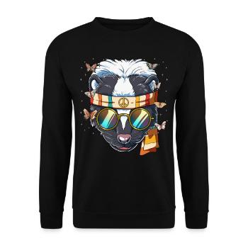 60s 70s Costume Groovy Hippie - Sweat-shirt Unisexe - noir - Devant - Alina (178cm) & Michal (187cm)