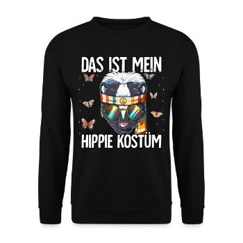 Das Ist Mein Hippie Kostüm 60er 70er Jahre Kostüm - Unisex Pullover - Schwarz - Vorne - Alina (178cm) & Michal (187cm)