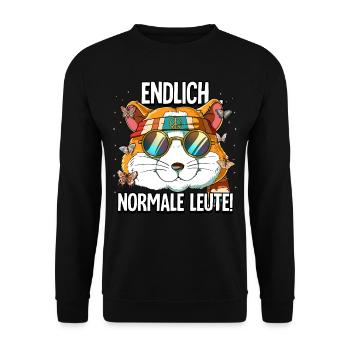 Endlich Normale Leute Hippie Goa Rave - Unisex Pullover - Schwarz - Vorne - Alina (178cm) & Michal (187cm)