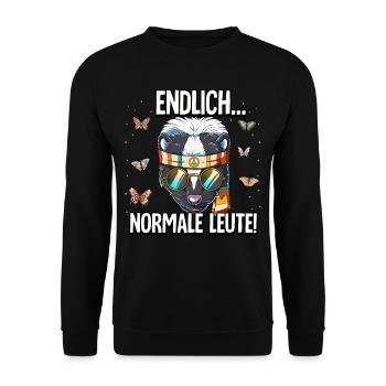 Endlich Normale Leute Hippie Goa Rave - Unisex Pullover - Schwarz - Vorne - Alina (178cm) & Michal (187cm)