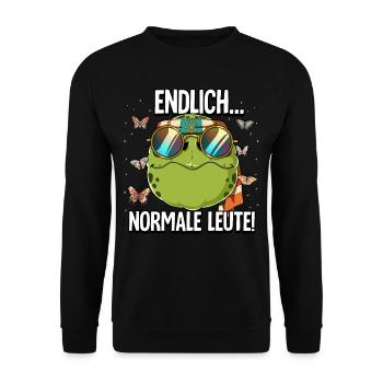 Endlich Normale Leute Hippie Goa Rave - Unisex Pullover - Schwarz - Vorne - Alina (178cm) & Michal (187cm)