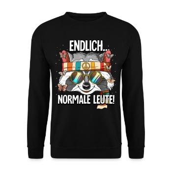 Endlich Normale Leute Hippie Goa Rave - Unisex Pullover - Schwarz - Vorne - Alina (178cm) & Michal (187cm)