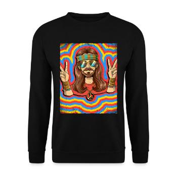 Hippie Man Psychedelic Trippy - Unisex Sweatshirt - black - Front - Alina (178cm) & Michal (187cm)