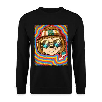 Hippie Sloth Psychedelic Trippy - Unisex Sweatshirt - black - Front - Alina (178cm) & Michal (187cm)