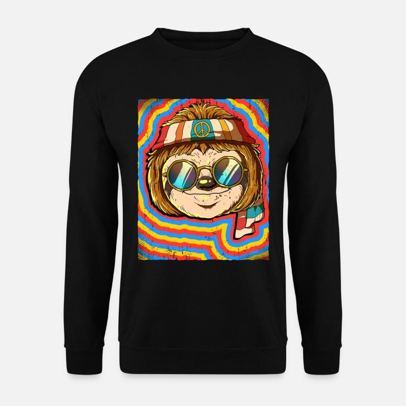 Hippie Faultier Psychedelisch Trippy - Unisex Pullover - Schwarz
