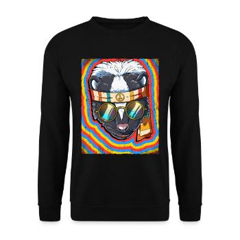 Hippie Skunk Psychedelic Trippy - Unisex Sweatshirt - black - Front - Alina (178cm) & Michal (187cm)