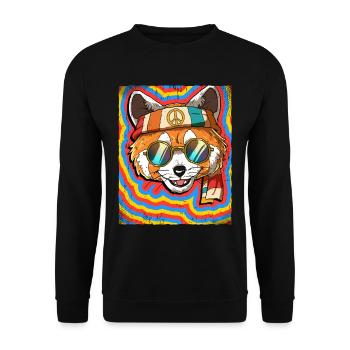 Hippie Red Panda Psychedelic Trippy - Unisex Sweatshirt - black - Front - Alina (178cm) & Michal (187cm)