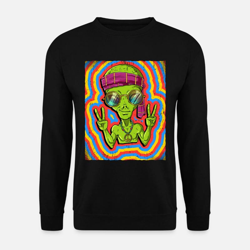 Hippie Alien Psychedelic Trippy - Unisex Sweatshirt - black