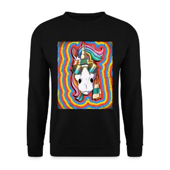 Hippie Unicorn Psychedelic Trippy - Unisex Sweatshirt - black - Front - Alina (178cm) & Michal (187cm)