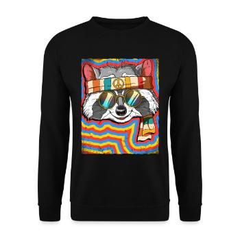 Hippie Raccoon Psychedelic Trippy - Unisex Sweatshirt - black - Front - Alina (178cm) & Michal (187cm)