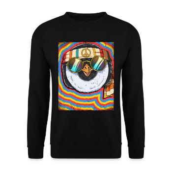 Hippie Penguin Psychedelic Trippy - Unisex Sweatshirt - black - Front - Alina (178cm) & Michal (187cm)
