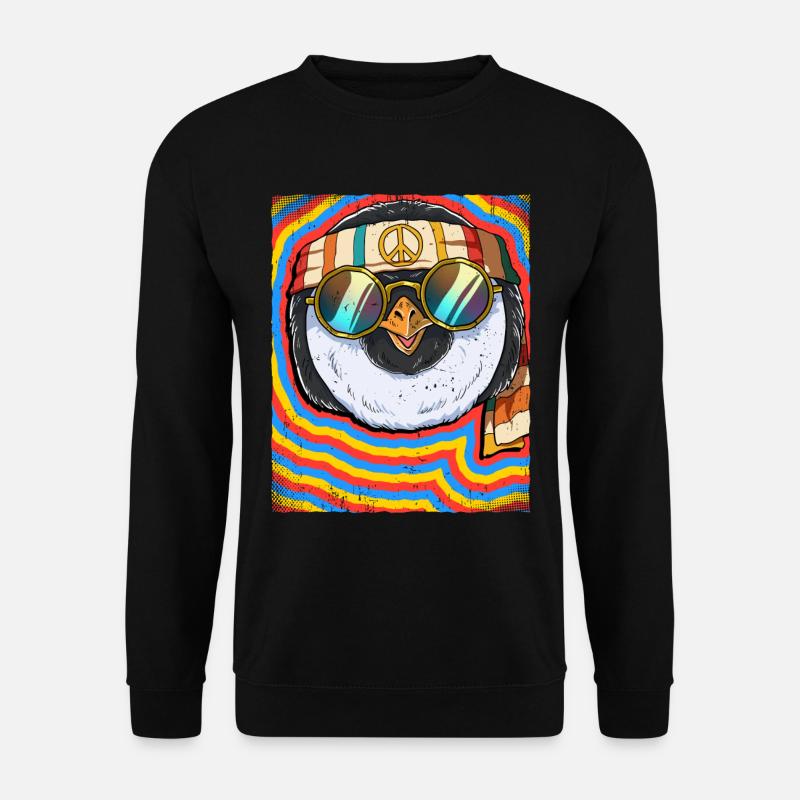Hippie Penguin Psychedelic Trippy - Unisex Sweatshirt - black