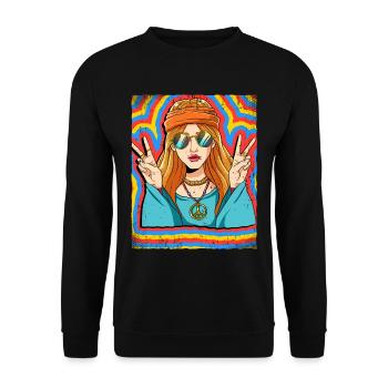 Hippie Woman Psychedelic Trippy - Unisex Sweatshirt - black - Front - Alina (178cm) & Michal (187cm)