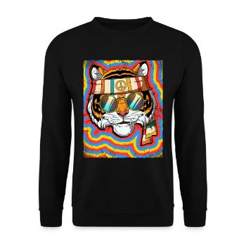 Hippie Tiger Psychedelic Trippy - Unisex Sweatshirt - black - Front - Alina (178cm) & Michal (187cm)