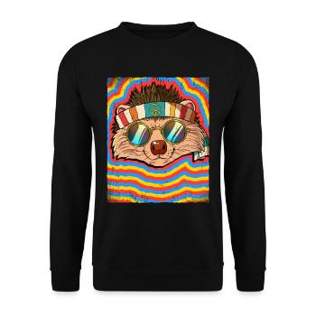 Hippie Hedgehog Psychedelic Trippy - Unisex Sweatshirt - black - Front - Alina (178cm) & Michal (187cm)