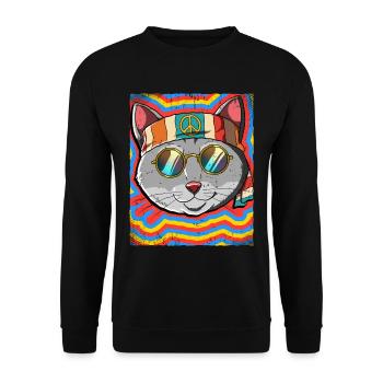 Hippie Cat Psychédélique Trippy - Sweat-shirt Unisexe - noir - Devant - Alina (178cm) & Michal (187cm)