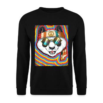 Hippie Panda Psychedelic Trippy - Unisex Sweatshirt - black - Front - Alina (178cm) & Michal (187cm)