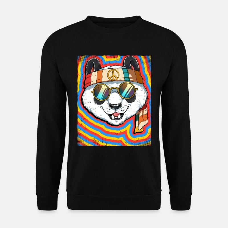 Hippie Panda Psychedelic Trippy - Unisex Sweatshirt - black