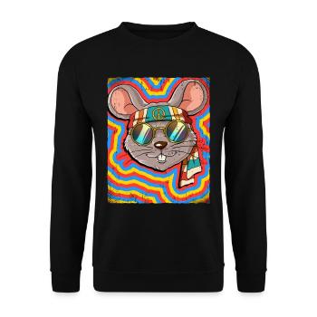 Hippie Mouse Psychedelic Trippy - Unisex Sweatshirt - black - Front - Alina (178cm) & Michal (187cm)