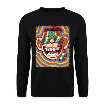 Hippie Monkey Psychedelic Trippy - Sweat-shirt Unisexe - noir - Devant - Alina (178cm) & Michal (187cm)
