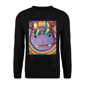 Hippie Hippo Psychedelic Trippy - Unisex Sweatshirt - black - Front - Alina (178cm) & Michal (187cm)
