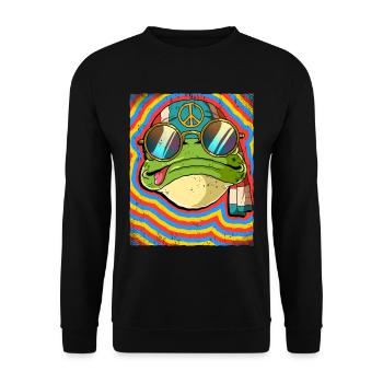 Hippie Frog Psychedelic Trippy - Unisex Sweatshirt - black - Front - Alina (178cm) & Michal (187cm)
