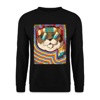 Hippie Otter Psychedelic Trippy - Unisex Sweatshirt - black - Front - Alina (178cm) & Michal (187cm)