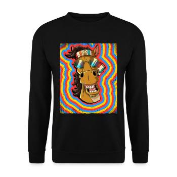 Hippie Horse Psychedelic Trippy - Unisex Sweatshirt - black - Front - Alina (178cm) & Michal (187cm)