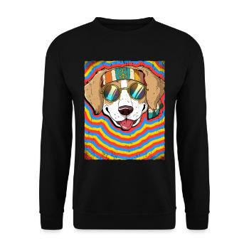 Hippie Dog Psychedelic Trippy - Unisex Sweatshirt - black - Front - Alina (178cm) & Michal (187cm)