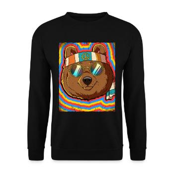 Hippie Bear Psychedelic Trippy - Unisex Sweatshirt - black - Front - Alina (178cm) & Michal (187cm)