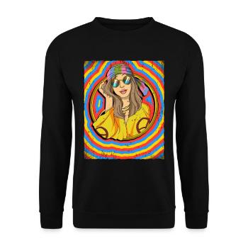 Hippie Woman Psychedelic Trippy - Unisex Sweatshirt - black - Front - Alina (178cm) & Michal (187cm)