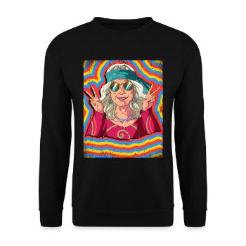 Hippie Old Woman Psychedelic Trippy - Unisex Sweatshirt - black - Front - Alina (178cm) & Michal (187cm)