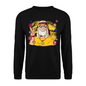 60s 70s Costume Groovy Hippie - Sweat-shirt Unisexe - noir - Devant - Alina (178cm) & Michal (187cm)