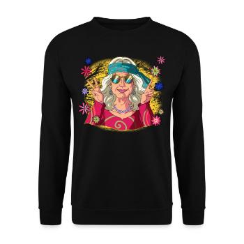 années 60 70 Costume Groovy Hippie - Sweat-shirt Unisexe - noir - Devant - Alina (178cm) & Michal (187cm)