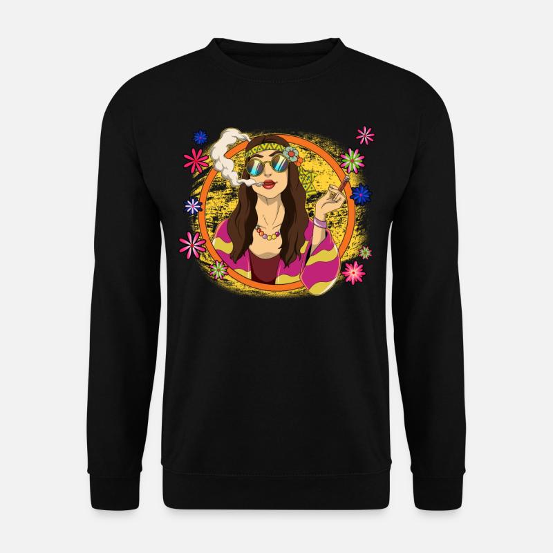 60er 70er Jahre Kostüm Groovy Hippie - Unisex Pullover - Schwarz