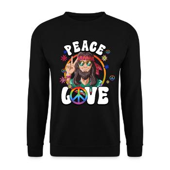 60s 70s Costume Peace Love Hippie - Unisex Sweatshirt - black - Front - Alina (178cm) & Michal (187cm)