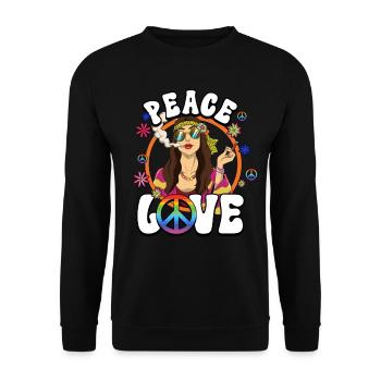 60s 70s Costume Peace Love Hippie - Sweat-shirt Unisexe - noir - Devant - Alina (178cm) & Michal (187cm)