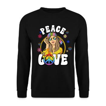 60s 70s Costume Peace Love Hippie - Unisex Sweatshirt - black - Front - Alina (178cm) & Michal (187cm)