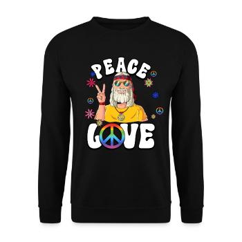 60s 70s Costume Peace Love Hippie - Unisex Sweatshirt - black - Front - Alina (178cm) & Michal (187cm)