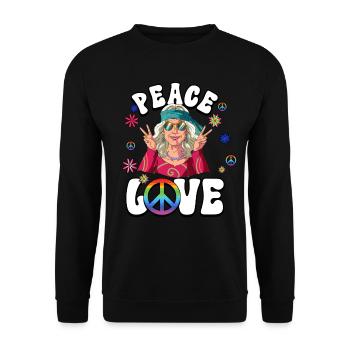 60s 70s Costume Peace Love Hippie - Unisex Sweatshirt - black - Front - Alina (178cm) & Michal (187cm)