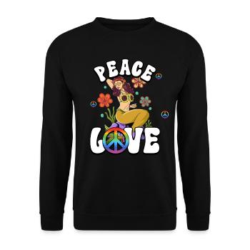 années 60 70 Costume Paix Amour Hippie - Sweat-shirt Unisexe - noir - Devant - Alina (178cm) & Michal (187cm)
